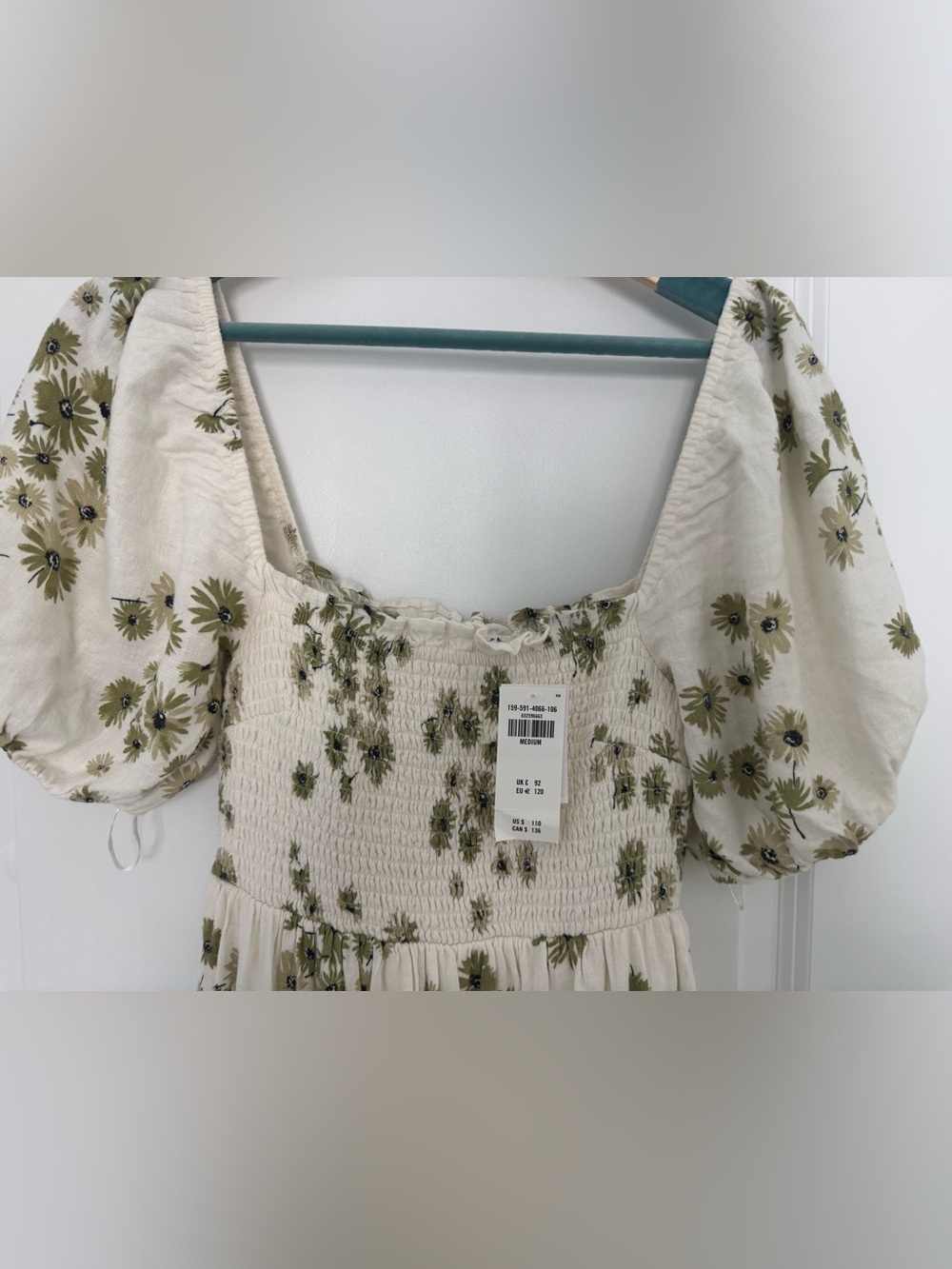 NWT Abercrombie & Fitch Smocked Puff Sleeve Floral Madi Dress - Picture 7 of 8